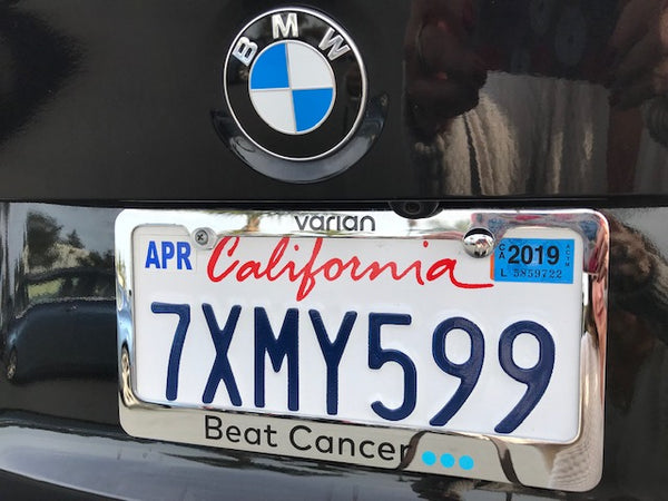 "Beat Cancer" Solid Brass License Plate Frame
