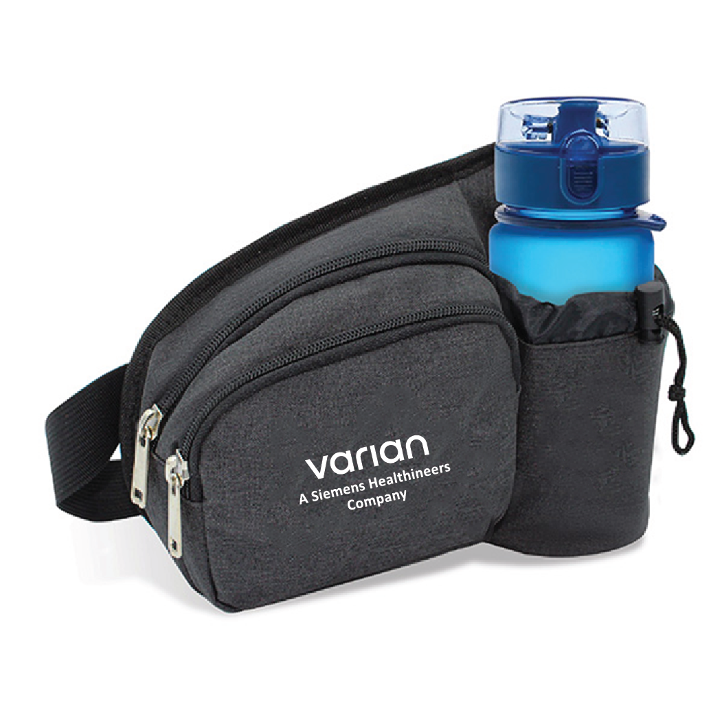 Heathered 2-Zipper Fanny Pack w/ Bottle Holder